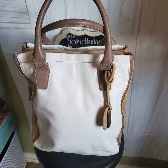 David Jones leather 3 compartment tricolor tote - Picture 2 of 8